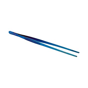 11.8" Tweezers, Food Tweezers, Presentation Tweezers, Food Grade Tweezers - Perfect Point Straight - Titanium Blue - 1ct Box - Restaurantware