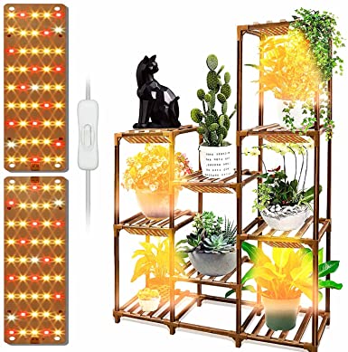 DOMMIA Grow Light Strip, 12W Full Spectrum LED Plant Grow Lights for Indoor Plants, 90 LEDs Sunlike Grow Lamp with On/Off Switch for Seed Starting, Hydroponics, Succulents, Easy to Assemble（2Pcs)