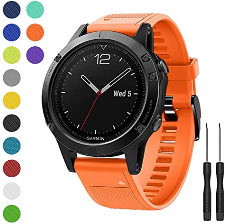 Ansblue Strap Compatible with Garmin Fenix 5 Straps 22mm Width Quick Fit Release Strap,Soft Silicone Watch Band for Fenix 5/Fenix 5 Plus/Forerunner 935/ Forerunner 945/ Approach S60/ Quatix 5