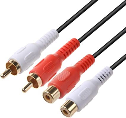 GREATLINK RCA Extension Cable 3FT, 2RCA Audio Extender Adapter Cord Wire Coupler Male to Female Dual Red/White Connector Jack Plug Extend Video Audio 2 Channel Stereo (Right and Left),3FT