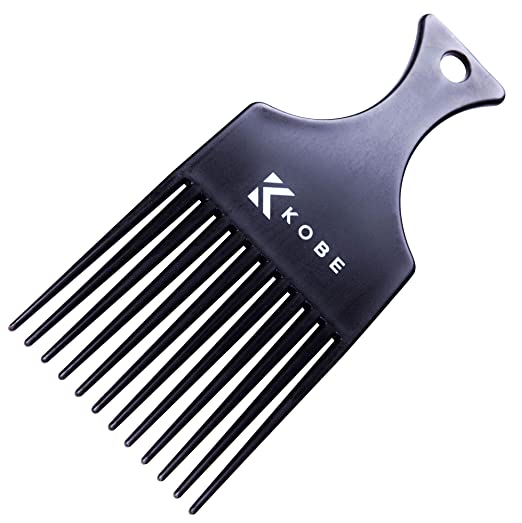Kobe Afro Comb - Black Plastic Afro Pick with 12 Teeth