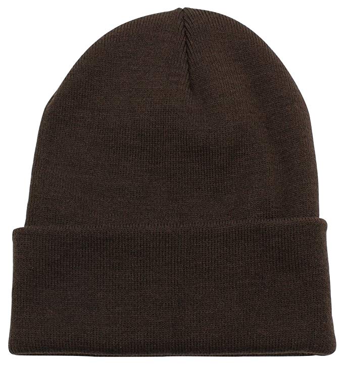 Top Level Beanie Men Women - Unisex Cuffed Plain Skull Knit Hat Cap