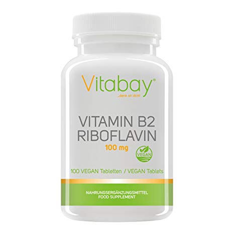 Vitamin B2 Riboflavin – 100 mg – Vegan Tablets (100 Vegan Tablets)