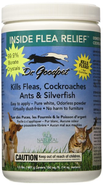 Dr. Goodpet Inside Flea Relief All Natural 99.9% Borate Crystals Kills Fleas, Cockroaches, Ants, Silverfish, Ticks, Termites, Spiders and Bed Bugs