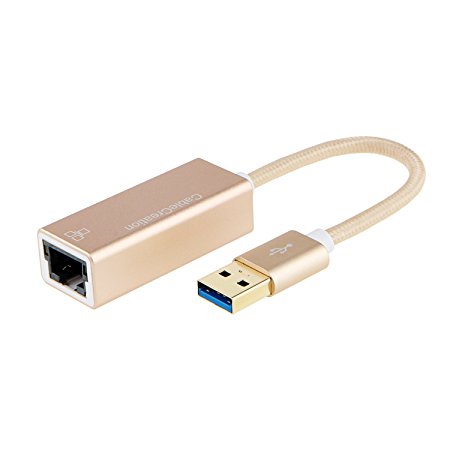 USB Network Adapter, CableCreation SuperSpeed USB 3.0 to RJ45 Gigabit Ethernet Adapter, Small Size and No driver software required, Gold