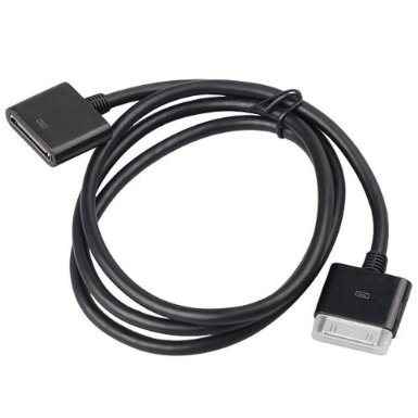 GooDGo Dock Extension Extender Cable for iPod iPhone 4 4S iPad 2 New iPad 3 (3 ft Long 1 Meter Male to Female - Soft Flexible - Works with Bose Sony iHome & other docking stations - Works for Audio with Bose SoundDock Sony iHome & other Docking Station)
