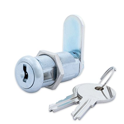 FJM Security FJM-9100A-KA Disc Tumbler Cam Lock with 1-3/8" Cylinder and Chrome Finish, Keyed Alike