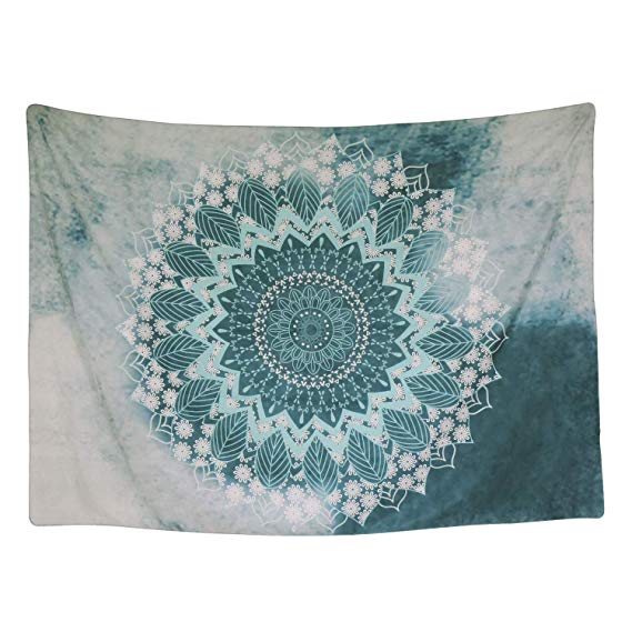 Indian Mandala Tapestry Wall Hanging Floral Pattern Bohemian Hippie Flower Psychedelic Tapestry Ethnic Decorative Fabric Tapestry for Dorm Home Decor Beach Cover (M/51.2" X 59.1", Multi)
