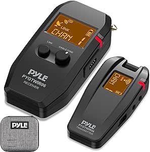 Pyle Wireless Guitar System, 5.8GHz Wireless Guitar Transmitter Receiver for Guitars Bass Violin with Ultra-Low Latency Response Lossless Transmission, Zero Background Noise, Up to 4 Channels