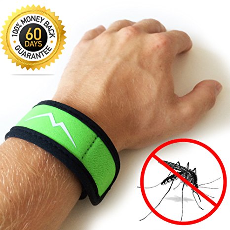 Natural Mosquito Repellent Bracelet by Maky Outdoors. No DEET. Best Outdoor Repellent Wristband. Waterproof. Ideal for kids and baby. 4 Refills.