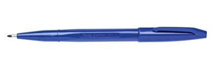 Pentel Sign Pen Stick Porous Point Pen, Blue Barrel, Blue Ink, Bold Point, Box of 12 (S520-C)