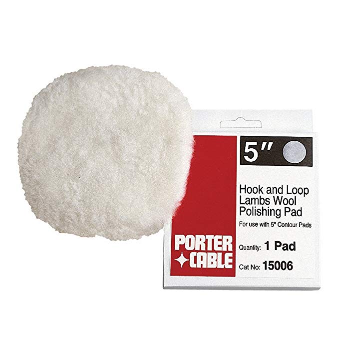 PORTER-CABLE 15006 5-Inch Hook and Loop Lambs Wool Polishing Pad (MB10P)