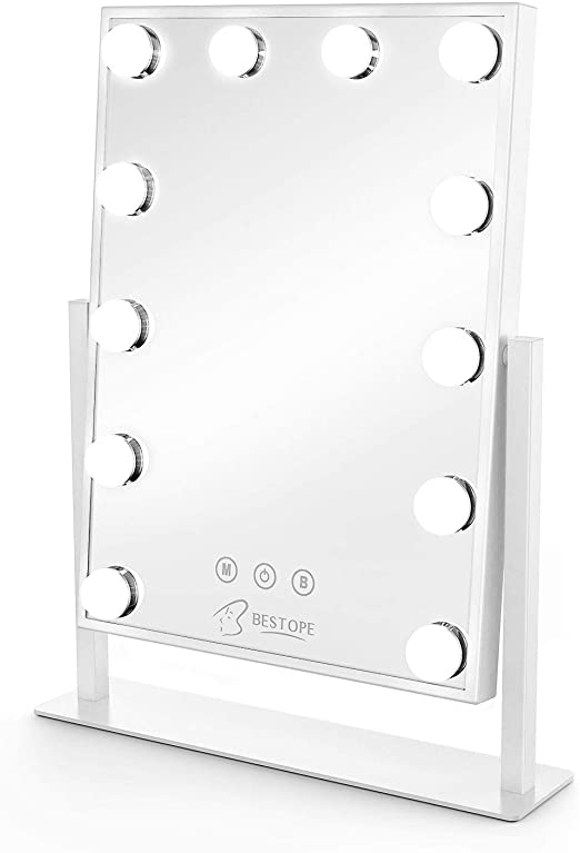 BESTOPE Hollywood Mirror with 3 Light Modes 12 LED Lights Vanity Mirror with Touch Control for Makeup Dressing Table