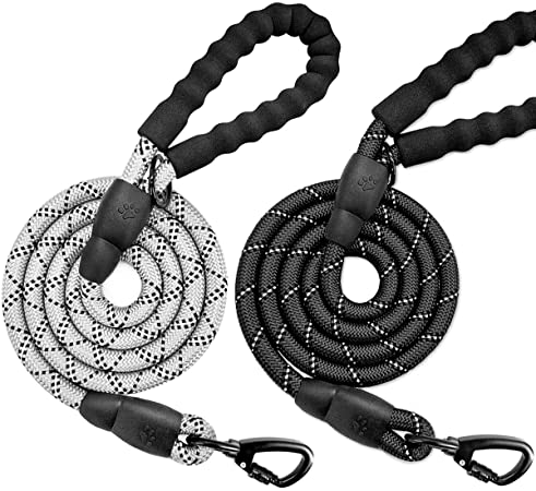 BARKBAY Dog leashes for Large Dogs Rope Leash Heavy Duty Dog Leash with Comfortable Padded Handle and Highly Reflective Threads 5 FT for Small Medium Large Dogs