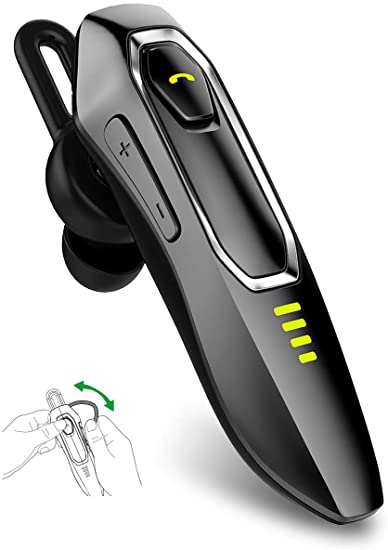 Bluetooth Earpiece V5.0, HD Voice Noise Cancelling, 30H Talking Time and 15 Days Long Standby, Built-in 220mAh Battery, Handsfree Wireless Bluetooth Headset for Cell Phone