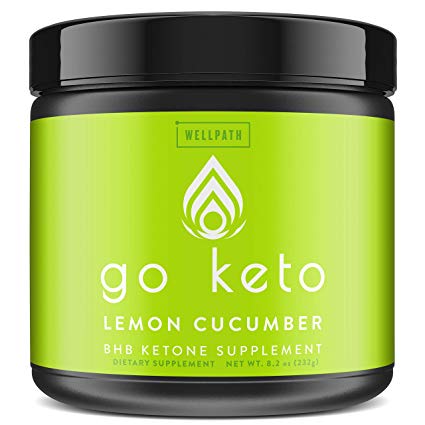 GO KETO - Exogenous Ketones Powder Supplement - BHB Salts For Ketogenic Diet - Formulated To Support Fat Burn, Energy Boost, And Maintaining Ketosis | 16 Servings | Lemon Cucumber Flavor | Weight Loss