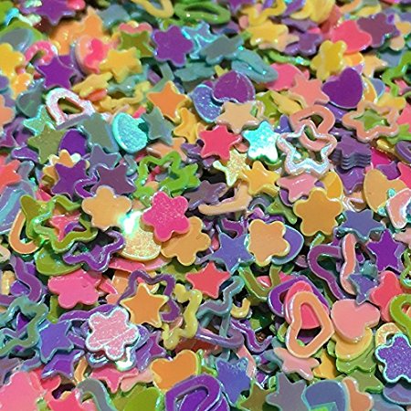 Glitter Confetti (100g - Equivalent to Over 1 Cup!) (Designs: Hearts, Stars, Flowers, etc.) Slimes, Glitter Bombing, Themed Parties, Princess Party, Manicures, Table Decorations, DIY Crafts, Nail Art