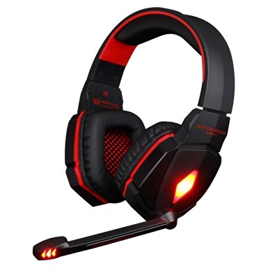 GuDenns Stereo Gaming Headphone Headset Headband with Mic Volume Control for PC Game Black and Red