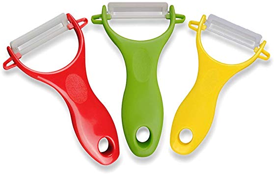 peelers for kitchen, Ceramic Blade Peelers for Fruit, Potato,Vegetable Set of 3-Yellow/Red/Green