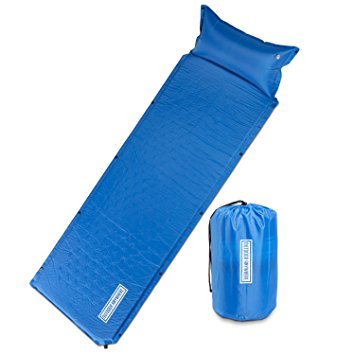 OUTDOOR ANYWHERE Sleeping Pad For Backpacking - Lightweight & Durable Camping Floor Air Mat - Easy To Inflate - No Pump Needed - Built-In Head Pillow - Foldable & Portable Outdoor Travel Gear Design