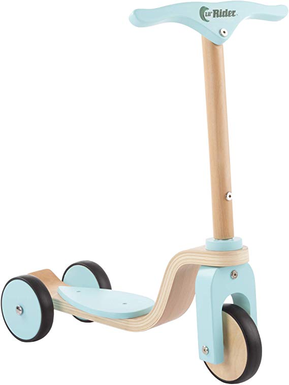 Lil' Rider Kids Wooden Scooter-Beginner Push Steering Handlebar, 3 Wheel, Kick Scooter-Fun Balance & Coordination Riding Toy for Girls & Boys, Brown/A (80-TK01530)