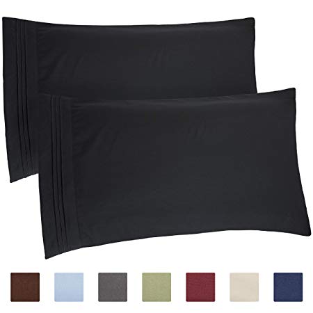 CGK Unlimited Black Pillow Cases - Queen Size Set of 2 - Soft and Comfortable - Fits 20x20 20x26 20x30 - Two Pack - Pillow Cover Insert