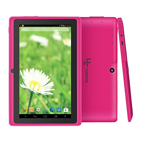 Yuntab Q88 7 Inch Allwinner A33,1.5 Ghz Quad Core Google Android Tablet PC,512MB 8G,Dual Camera,WiFi,Bluetooth,Mini USB,G-Sensor,Support SD/MMC/TF Card(Pink)