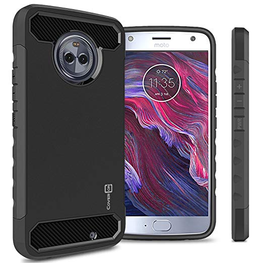 CoverON Arc Series Moto X4 Case with Shock Absorbing Protection and Carbon Fiber Accents for the Motorola Moto X4 - All Black