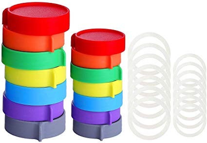 Premium Leak Proof Plastic Mason Jar Lids for Wide Mouth & Regular Mouth - Reusable Plastic Storage Caps/Tops for Ball Jar Lids, Pack of 14