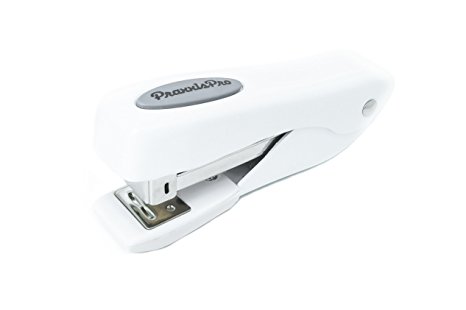 Small Office Stapler, PraxxisPro Fortis Compact Grip, Mini Desktop Stapler (White)