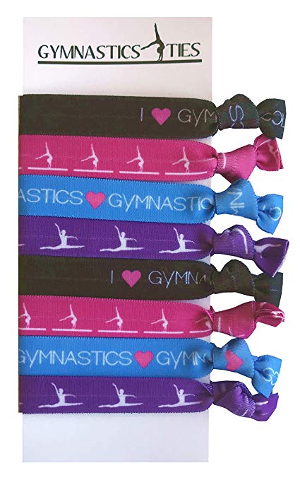 8 Piece Gymnastics Hair Elastic Set - Accessories for Gymnasts, Women, Girls, Gymnastics Teachers and Coaches, Gymnastics Classes - MADE in the USA