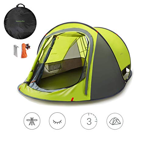 Sunnychic Automatic Instant Pop Up 3 Seconds Tents, 2-3 Persons Family Camping Tent, Automatic Opening Waterproof Sun Shelter for Outdoor Hiking 4 Season Tent