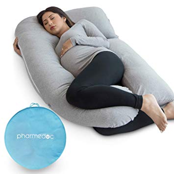PharMeDoc Pregnancy Pillow with Travel & Storage Bag, U-Shape Full Body Pillow Maternity Support Detachable Extension - Support Back, Hips, Legs, Belly Pregnant Women
