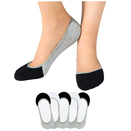 No Show Socks Women Low Cut With Non Slip Grip Casual Socks For Flat Boat Shoes 5 or 6 Pairs