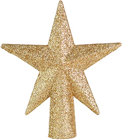 Ornativity Glitter Star Tree Topper - Christmas Mini Gold Decorative Holiday Bethlehem Star Ornament