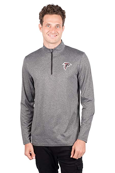 ICER Brands NFL Men's Quarter Zip Pullover Shirt Athletic Quick Dry Tee, Gray