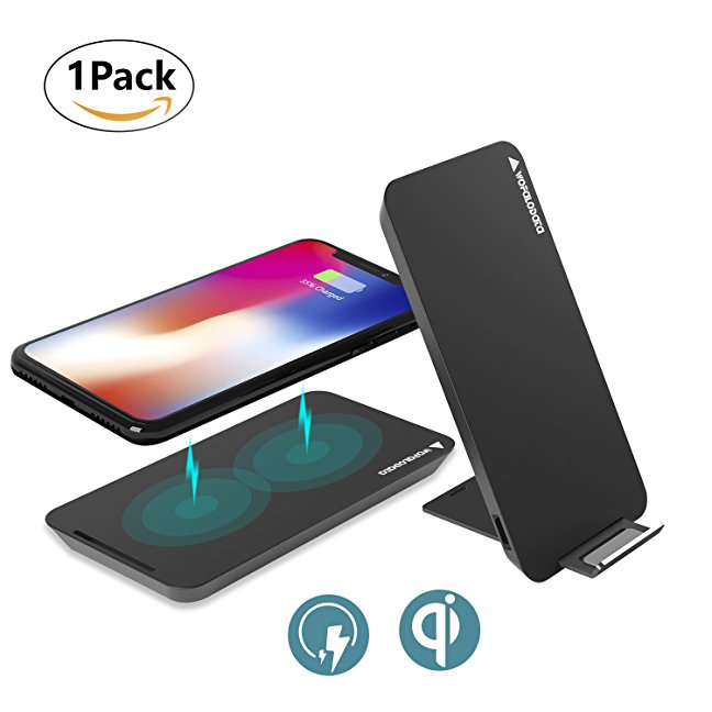 Wireless Charger,Wofalodata Qi Fast Wireless Charging Pad Stand for Samsung S8 / S8 Plus / S7 / S7 Edge, S6 / S6 Edge/ S6 Edge Plus, Note 5, Standard Charge for iPhone X / 8 / 8 Plus.