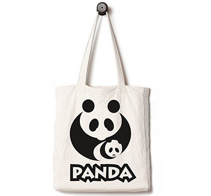 Andes Heavy Duty Canvas Tote Bag, Handmade from 12-ounce Pure Cotton, Perfect for Shopping, Laptop, School Books, The Giant Panda Bear