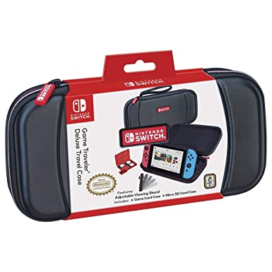 Officially Licensed Nintendo Switch Game Traveler Deluxe Travel Case with Adustable Viewing Stand - Black