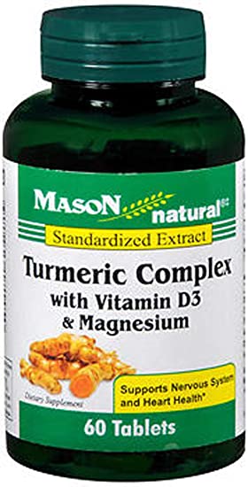 Mason Natural Turmeric Complex With Vitamin D3 & Magnesium Tablets- 60 Tablets, Pack of 2
