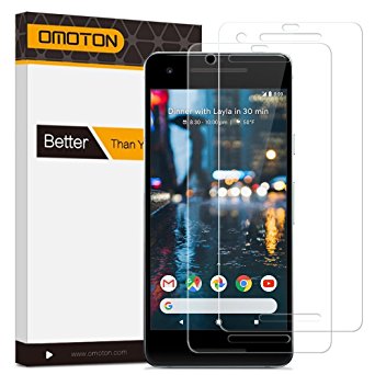 OMOTON Google Pixel 2 Screen Protector [2-Pack] - OMOTON [Cover Curved Edges] [Case Friendly] [High Responsivity] Wet Applied HD Screen Protector for Google Pixel 2