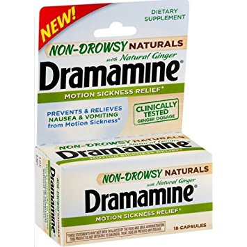 Dramamine Non-Drowsy Naturals with Natural Ginger, 18 Count (Pack of 2)
