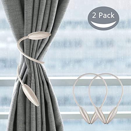 Keador Curtain Tiebacks (Set of 2) Random Modeling Curtain Holdbacks, Decorative Curtain Rope Holdbacks (Beige)