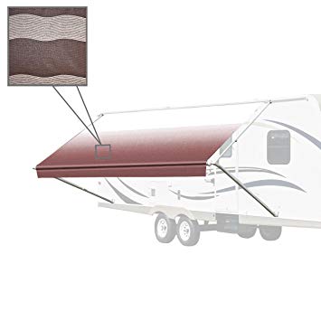 ALEKO RVAW16X8BRSTR34 Retractable RV or Home Awning 16 x 8 Feet Brown Striped