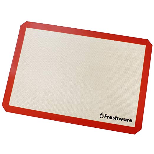 Freshware Silicone Non-Stick Baking Mat, Big (2/3) Size, 19.5 X 13.6 Inch (Red)