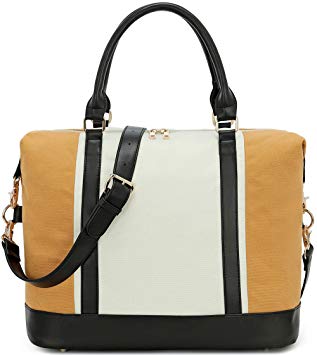 BLUBOON Women Weekender Bag Overnight Travel Carry-on Tote Duffle Bag for Rolling Luggage with Shoulder Strap (Sand-white)