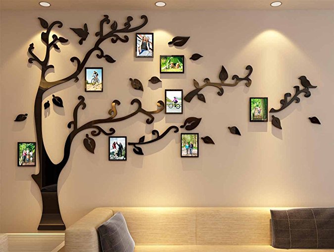 3d Picture Frames Tree Wall Murals for Living Room Bedroom Sofa Backdrop Tv Wall Background, Originality Stickers Gift, Removable Wall Decor Decal Sticker (70(H) x 98(W) inches)