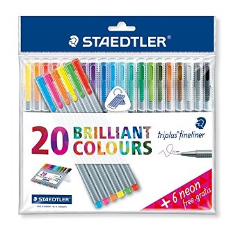 Triplus Fineliner "26-Piece Bonus Pack" Pens by Staedtler, 0.3mm, Metal Clad Tip, 26/PK (20   6 Neon Colors), Assorted