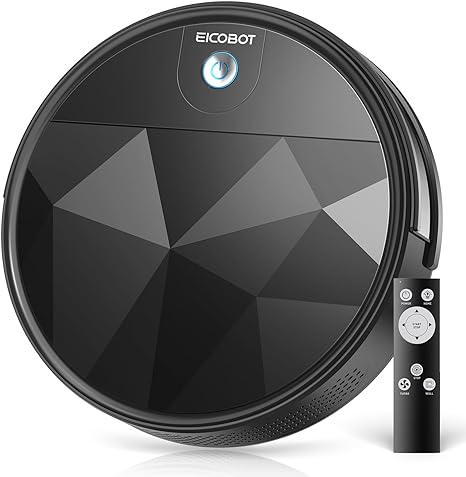 EICOBOT Robot Vacuum Cleaner, Tangle-Free 2200Pa Suction, Quite, Ultra-Slim, 550ml Large Dustbin, Self-Charging Robot Vacuum Cleaner, Good for Pet Hair, Hard Floor and Low Pile Carpet, Brown Black