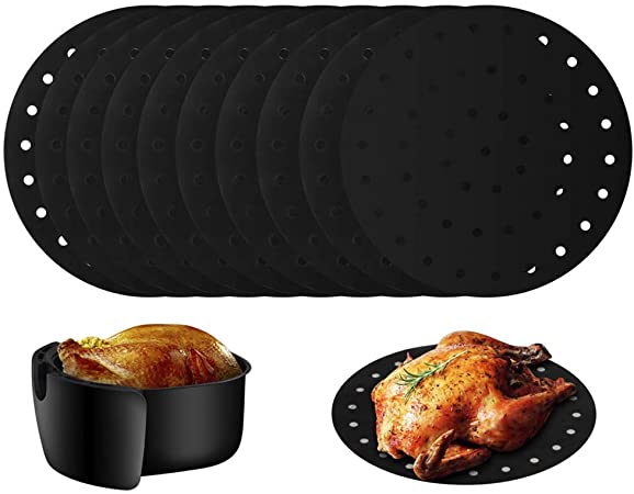 Reusable Air Fryer Liners, Nonstick 8 Inch Air Fryer Liners Mat/Air Fryer Perforated Mat/Bamboo Steamer Liners for Air Fryer, Steaming Basket and More